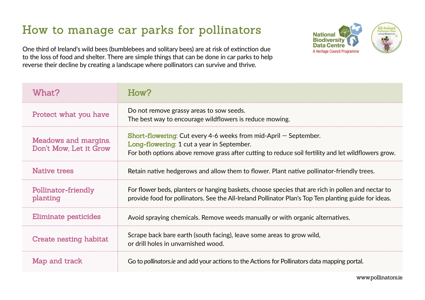 Pollinators Plan How Car Parks can Help Pollinators » All-Ireland Pollinator Plan